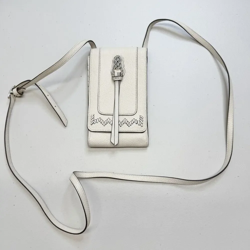 Brighton Interlok Phone Organizer Celtic Silver Hardware Cream Woven Leather